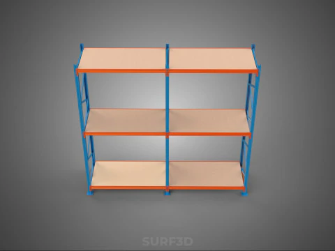 FRAME SHELF WOOD STEEL WAREHOUSE METAL SHELVES STORAGE RACK TRAY 3D Model