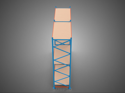 FRAME SHELF WOOD STEEL WAREHOUSE METAL SHELVES STORAGE RACK TRAY 3D Model