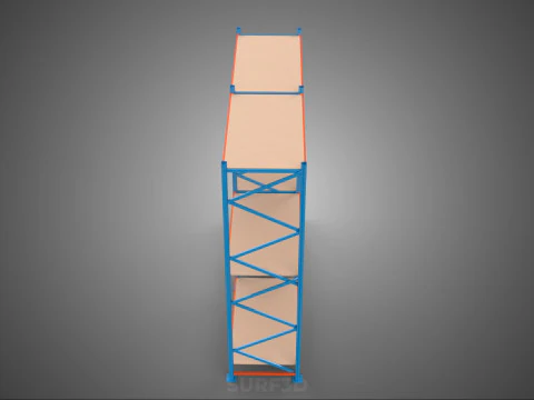 FRAME SHELF WOOD STEEL WAREHOUSE METAL SHELVES STORAGE RACK TRAY 3D Model