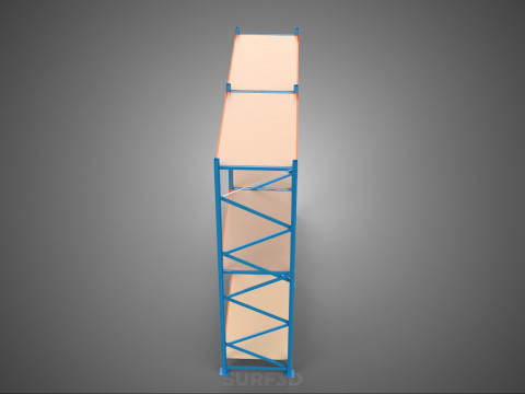FRAME SHELF WOOD STEEL WAREHOUSE METAL SHELVES STORAGE RACK TRAY 3D Model