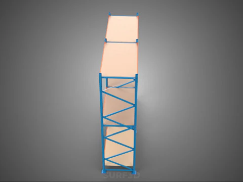 FRAME SHELF WOOD STEEL WAREHOUSE METAL SHELVES STORAGE RACK TRAY 3D Model