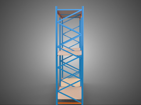 FRAME SHELF WOOD STEEL WAREHOUSE METAL SHELVES STORAGE RACK TRAY 3D Model