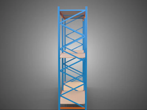 FRAME SHELF WOOD STEEL WAREHOUSE METAL SHELVES STORAGE RACK TRAY 3D Model