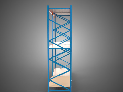 FRAME SHELF WOOD STEEL WAREHOUSE METAL SHELVES STORAGE RACK TRAY 3D Model