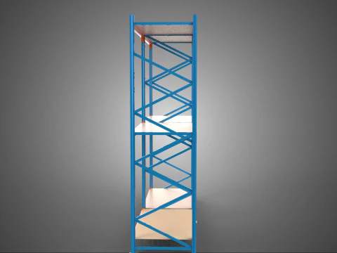 FRAME SHELF WOOD STEEL WAREHOUSE METAL SHELVES STORAGE RACK TRAY 3D Model
