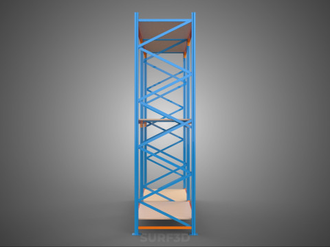 FRAME SHELF WOOD STEEL WAREHOUSE METAL SHELVES STORAGE RACK TRAY 3D Model
