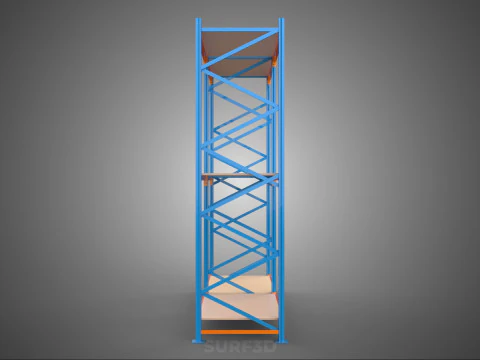 FRAME SHELF WOOD STEEL WAREHOUSE METAL SHELVES STORAGE RACK TRAY 3D Model