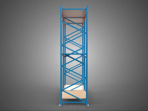 FRAME SHELF WOOD STEEL WAREHOUSE METAL SHELVES STORAGE RACK TRAY 3D Model