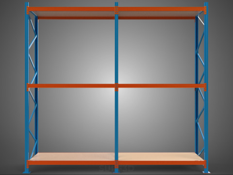 FRAME SHELF WOOD STEEL WAREHOUSE METAL SHELVES STORAGE RACK TRAY 3D Model