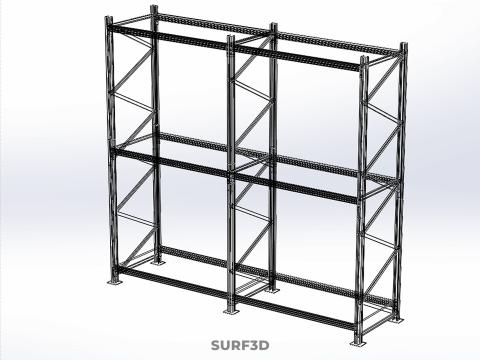 FRAME SHELF WOOD STEEL WAREHOUSE METAL SHELVES STORAGE RACK TRAY 3D Model