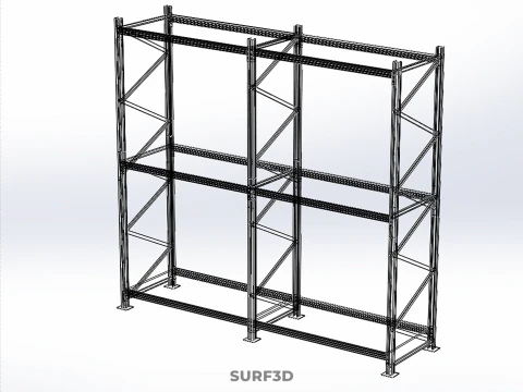 FRAME SHELF WOOD STEEL WAREHOUSE METAL SHELVES STORAGE RACK TRAY 3D Model