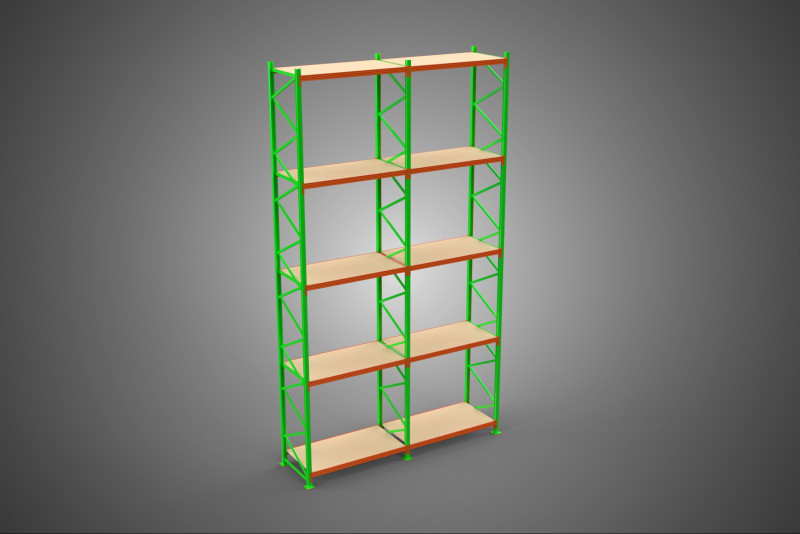 VERTICAL TOWER WOOD STEEL WAREHOUSE METAL SHELVING STORAGE RACK 3D 模型 .c4d .max .obj .3ds .fbx .stl .blend 