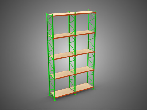 VERTICAL TOWER WOOD STEEL WAREHOUSE METAL SHELVING STORAGE RACK 3D 모델
