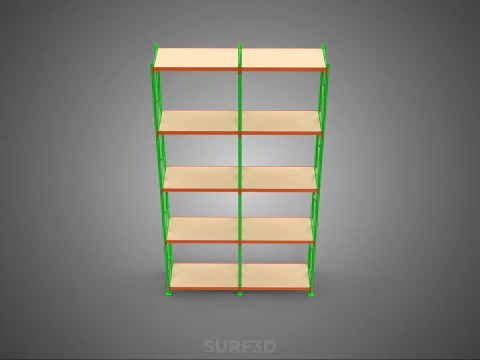 VERTICAL TOWER WOOD STEEL WAREHOUSE METAL SHELVING STORAGE RACK 3D Model