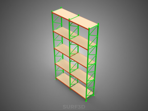 VERTICAL TOWER WOOD STEEL WAREHOUSE METAL SHELVING STORAGE RACK 3D 模型