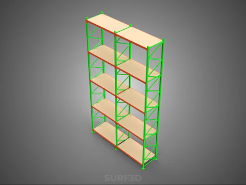 VERTICAL TOWER WOOD STEEL WAREHOUSE METAL SHELVING STORAGE RACK 3D Model