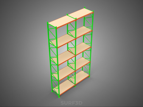 VERTICAL TOWER WOOD STEEL WAREHOUSE METAL SHELVING STORAGE RACK 3D 模型
