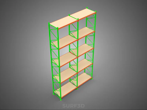 VERTICAL TOWER WOOD STEEL WAREHOUSE METAL SHELVING STORAGE RACK 3D Model