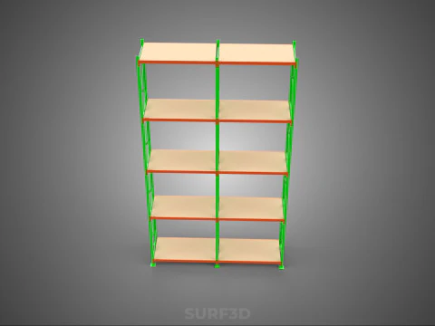VERTICAL TOWER WOOD STEEL WAREHOUSE METAL SHELVING STORAGE RACK 3D Model