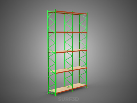 VERTICAL TOWER WOOD STEEL WAREHOUSE METAL SHELVING STORAGE RACK 3D 模型