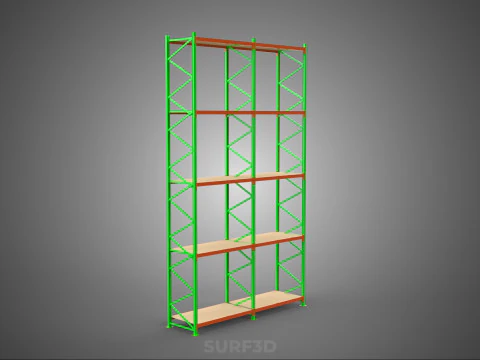 VERTICAL TOWER WOOD STEEL WAREHOUSE METAL SHELVING STORAGE RACK 3D Model
