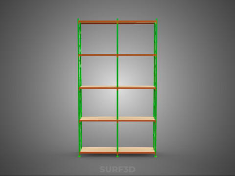 VERTICAL TOWER WOOD STEEL WAREHOUSE METAL SHELVING STORAGE RACK 3D 模型