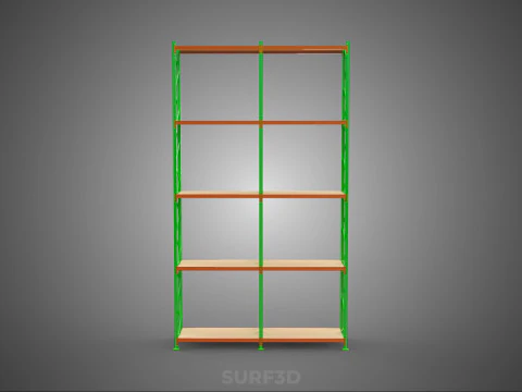 VERTICAL TOWER WOOD STEEL WAREHOUSE METAL SHELVING STORAGE RACK 3D Model