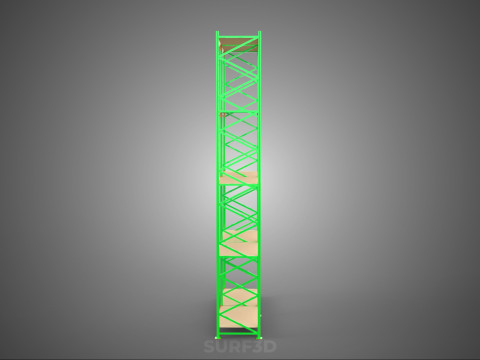 VERTICAL TOWER WOOD STEEL WAREHOUSE METAL SHELVING STORAGE RACK 3D 模型