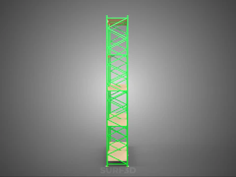 VERTICAL TOWER WOOD STEEL WAREHOUSE METAL SHELVING STORAGE RACK 3D Model