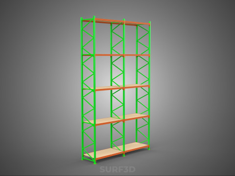 VERTICAL TOWER WOOD STEEL WAREHOUSE METAL SHELVING STORAGE RACK 3D 模型