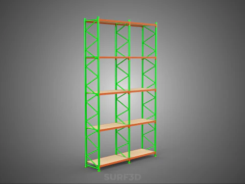 VERTICAL TOWER WOOD STEEL WAREHOUSE METAL SHELVING STORAGE RACK 3D Model