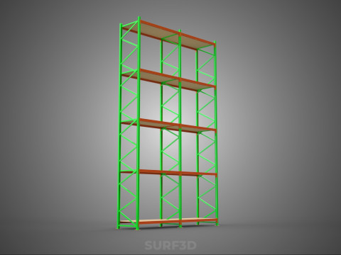 VERTICAL TOWER WOOD STEEL WAREHOUSE METAL SHELVING STORAGE RACK 3D 模型