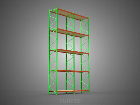 VERTICAL TOWER WOOD STEEL WAREHOUSE METAL SHELVING STORAGE RACK 3D Model