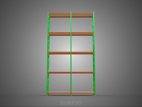 VERTICAL TOWER WOOD STEEL WAREHOUSE METAL SHELVING STORAGE RACK 3D 模型