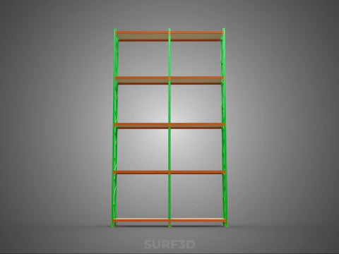 VERTICAL TOWER WOOD STEEL WAREHOUSE METAL SHELVING STORAGE RACK 3D Model