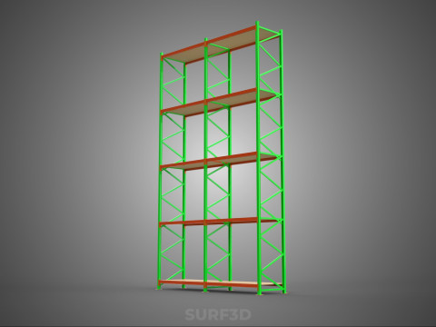 VERTICAL TOWER WOOD STEEL WAREHOUSE METAL SHELVING STORAGE RACK 3D 模型