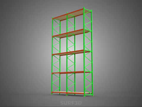 VERTICAL TOWER WOOD STEEL WAREHOUSE METAL SHELVING STORAGE RACK 3D Model