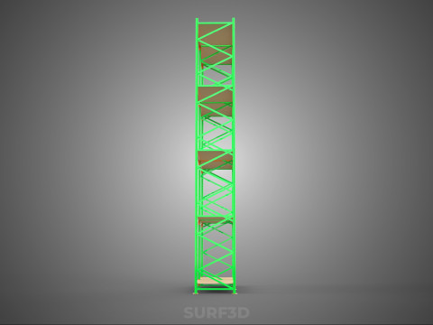 VERTICAL TOWER WOOD STEEL WAREHOUSE METAL SHELVING STORAGE RACK 3D 模型