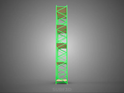 VERTICAL TOWER WOOD STEEL WAREHOUSE METAL SHELVING STORAGE RACK 3D Model
