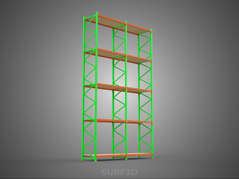 VERTICAL TOWER WOOD STEEL WAREHOUSE METAL SHELVING STORAGE RACK 3D 模型