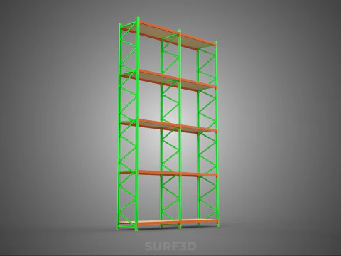 VERTICAL TOWER WOOD STEEL WAREHOUSE METAL SHELVING STORAGE RACK 3D Model