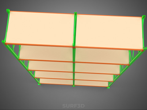 VERTICAL TOWER WOOD STEEL WAREHOUSE METAL SHELVING STORAGE RACK 3D 模型