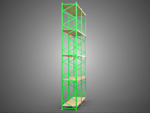 VERTICAL TOWER WOOD STEEL WAREHOUSE METAL SHELVING STORAGE RACK 3D 模型
