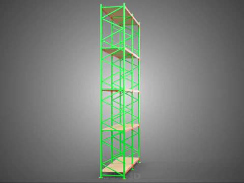 VERTICAL TOWER WOOD STEEL WAREHOUSE METAL SHELVING STORAGE RACK 3D Model