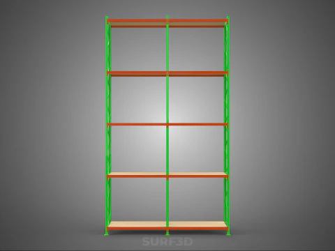 VERTICAL TOWER WOOD STEEL WAREHOUSE METAL SHELVING STORAGE RACK 3D Model