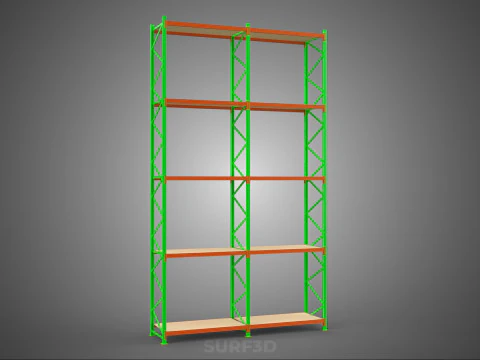 VERTICAL TOWER WOOD STEEL WAREHOUSE METAL SHELVING STORAGE RACK 3D Model