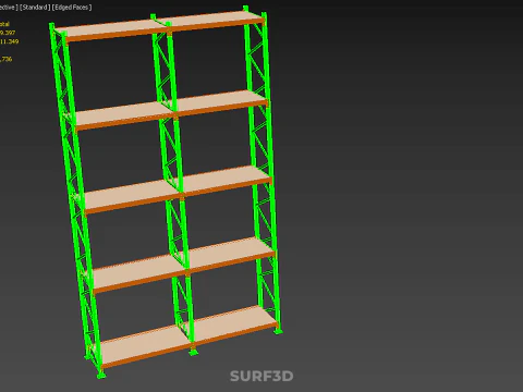 VERTICAL TOWER WOOD STEEL WAREHOUSE METAL SHELVING STORAGE RACK 3D Model