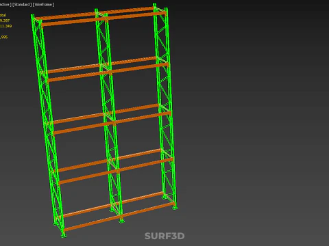 VERTICAL TOWER WOOD STEEL WAREHOUSE METAL SHELVING STORAGE RACK 3D Model