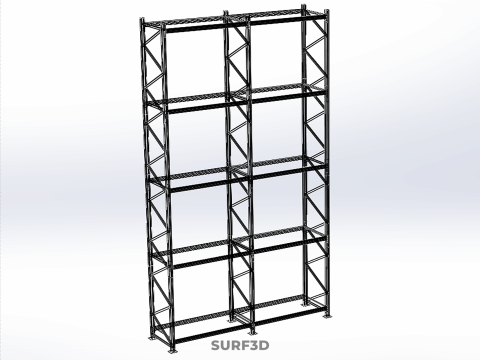 VERTICAL TOWER WOOD STEEL WAREHOUSE METAL SHELVING STORAGE RACK 3D 模型