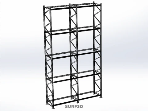 VERTICAL TOWER WOOD STEEL WAREHOUSE METAL SHELVING STORAGE RACK 3D Model